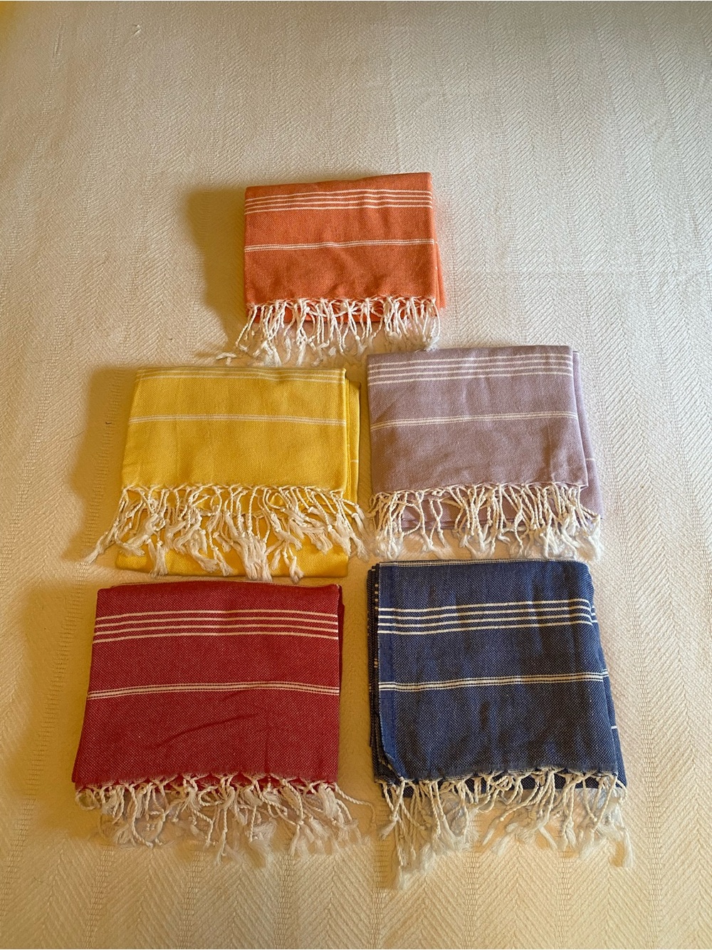 5 Beach Fouta Fringe Towel Turkish Peshtemal Towel Set 36” X 68” -B12